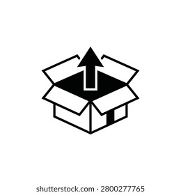 Unboxing package arrow out box editable vector illustration
