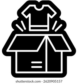 Desempaquetar Icono de glifo sólido, Desempaquetar, Abrir caja