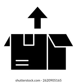 Unboxing Solid glyph icon, Unpack, Open Box