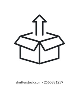 Unboxing thin line icons. Perfect pixel on transparent background