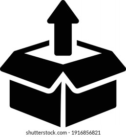 unboxing vector glyph flat icon