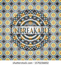 Unbreakable arabesque style emblem. arabic decoration.