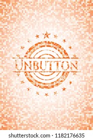 Unbutton abstract orange mosaic emblem with background