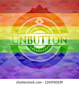 Unbutton on mosaic background with the colors of the LGBT flag