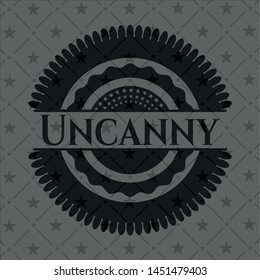 Uncanny retro style black emblem. Vector Illustration. Detailed.