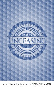 Unceasing blue hexagon emblem.