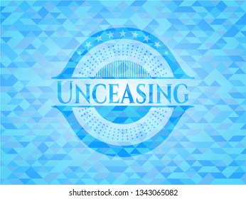 Unceasing light blue emblem. Mosaic background