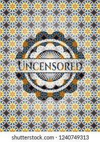 Uncensored arabesque emblem background. arabic decoration.