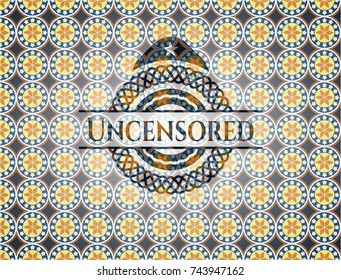 Uncensored arabesque style emblem. arabic decoration.