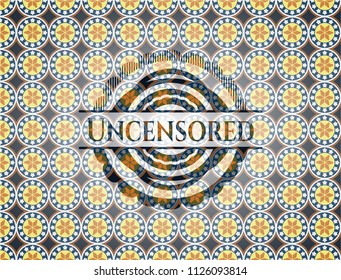 Uncensored arabic emblem background. Arabesque decoration.