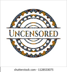 Uncensored arabic style emblem. Arabesque decoration.