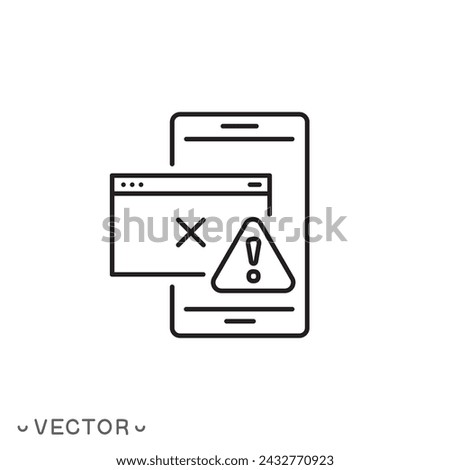 uncensored content icon, obscene site page warning, inappropriate censored content, thin line symbol isolated on white background, editable stroke eps 10 vector illustration