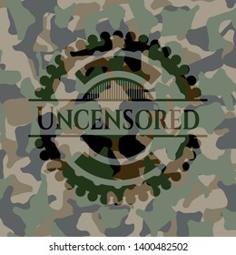 Uncensored on camo pattern. Vector Illustration. Detailed.
