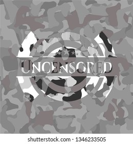 Uncensored on grey camo pattern