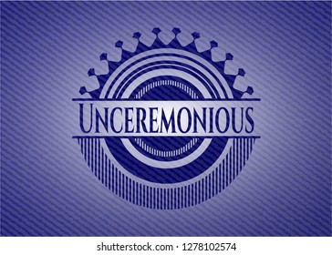 Unceremonious emblem with jean texture