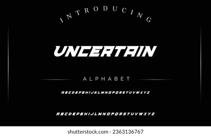Futuro deportivo moderno incierto fuente alfabética audaz. Tipografía de estilo urbano para tecnología, digital, logotipo de película estilo negrita. ilustración vectorial