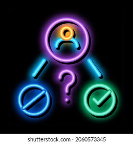 uncertain state of man neon light sign vector. Glowing bright icon uncertain state of man sign. transparent symbol illustration