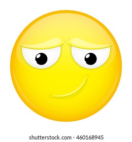 Uncertainly smiling emoji. Doubt emotion. Timid emoticon. Vector illustration smile icon.