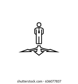 Uncertainty choice outline vector icon.