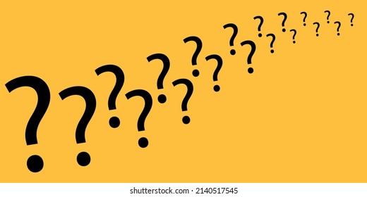 Uncertainty concept: question mark symbol of different sizes forming a path