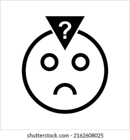 Uncertainty, emoji, solution icon. Black vector design.