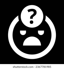 Uncertainty, emoji, solution icon. Black and white vector design.