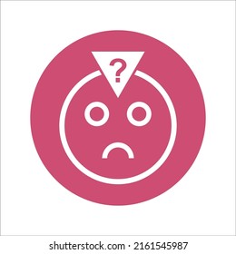Uncertainty emoji, solution icon. Rounded vector design.