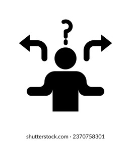 gráfico vectorial de ilustración de icono de glifo de incertidumbre. Ilustración de elemento simple gráfico vectorial, adecuado para aplicaciones, sitios web y presentaciones aisladas en fondo blanco