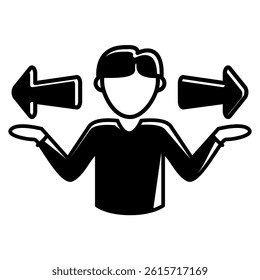 Uncertainty icon represented by two ways arrows Black Filled style.