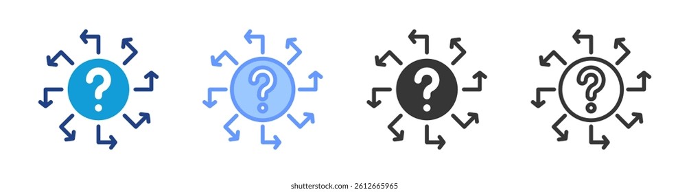 Uncertainty icon set multiple style collection