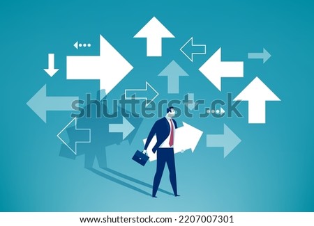 Uncertainty. Searching a path. Choice of direction. A businessman is looking for his way. Concept business vector illustration