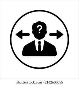 Uncertainty, seo, business icon. Black vector graphics.