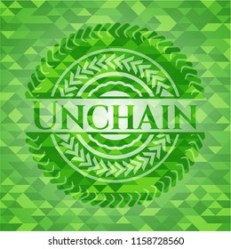 Unchain green emblem. Mosaic background