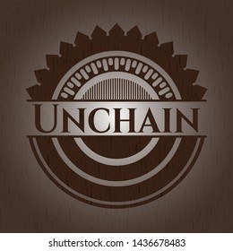 Unchain retro style wooden emblem. Vector Illustration.