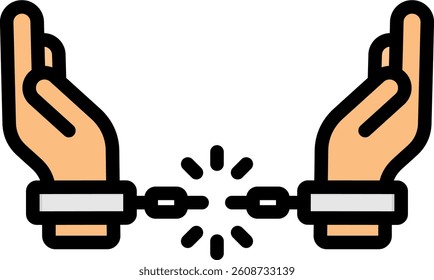Unchained Icon Lineal Color Vector Illustration