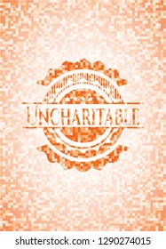 Uncharitable abstract orange mosaic emblem with background