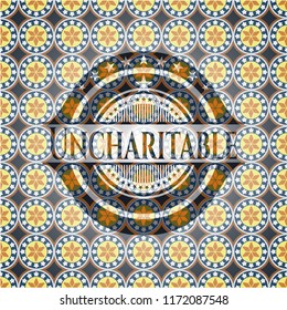 Uncharitable arabesque badge. arabic decoration.