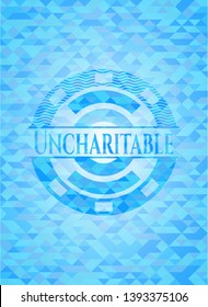 Uncharitable light blue emblem with triangle mosaic background