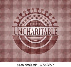 Uncharitable red geometric badge. Seamless.