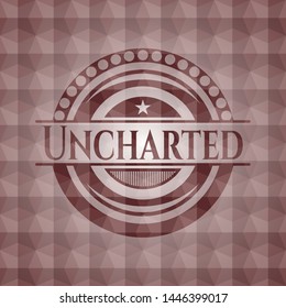 Uncharted red geometric pattern emblem. Seamless.