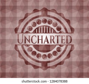 Uncharted red seamless emblem with geometric pattern.
