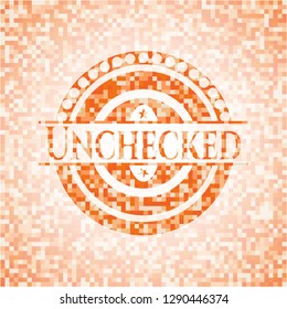 Unchecked abstract emblem, orange mosaic background