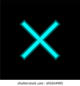 Unchecked blue glowing neon ui ux icon. Glowing sign logo vector