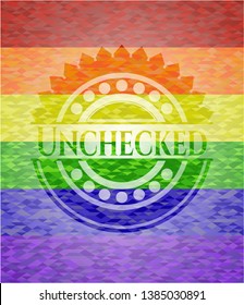 Unchecked lgbt colors emblem. Vector Illustration. Mosaic.