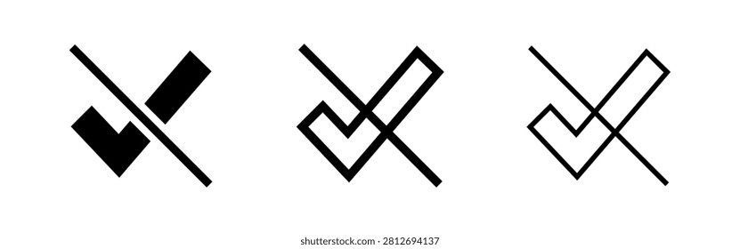 Unchecked or Rejected Action Icon Set