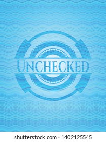 Unchecked water wave representation style badge. Vector Illustration. Detailed.