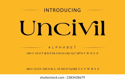 Uncivil luxury alphabet font. Typography urban style fonts for fashion, retail, feminine, beauty care, jewellery logo design