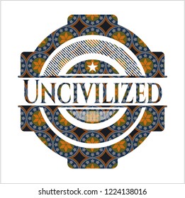 Uncivilized arabesque badge. arabic decoration.