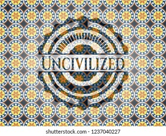 Uncivilized arabic style badge. Arabesque decoration.