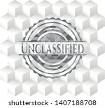 Unclassified grey emblem with geometric cube white background